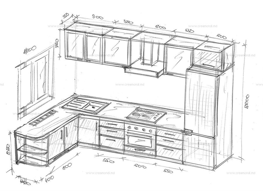 Как нарисовать эскиз кухни
