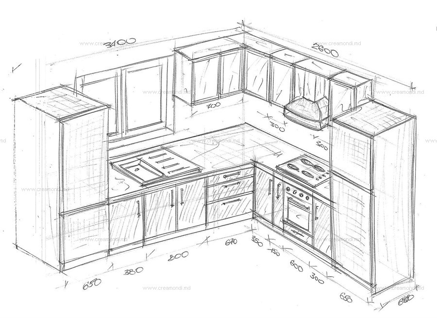 Как нарисовать дизайн проект кухни самому