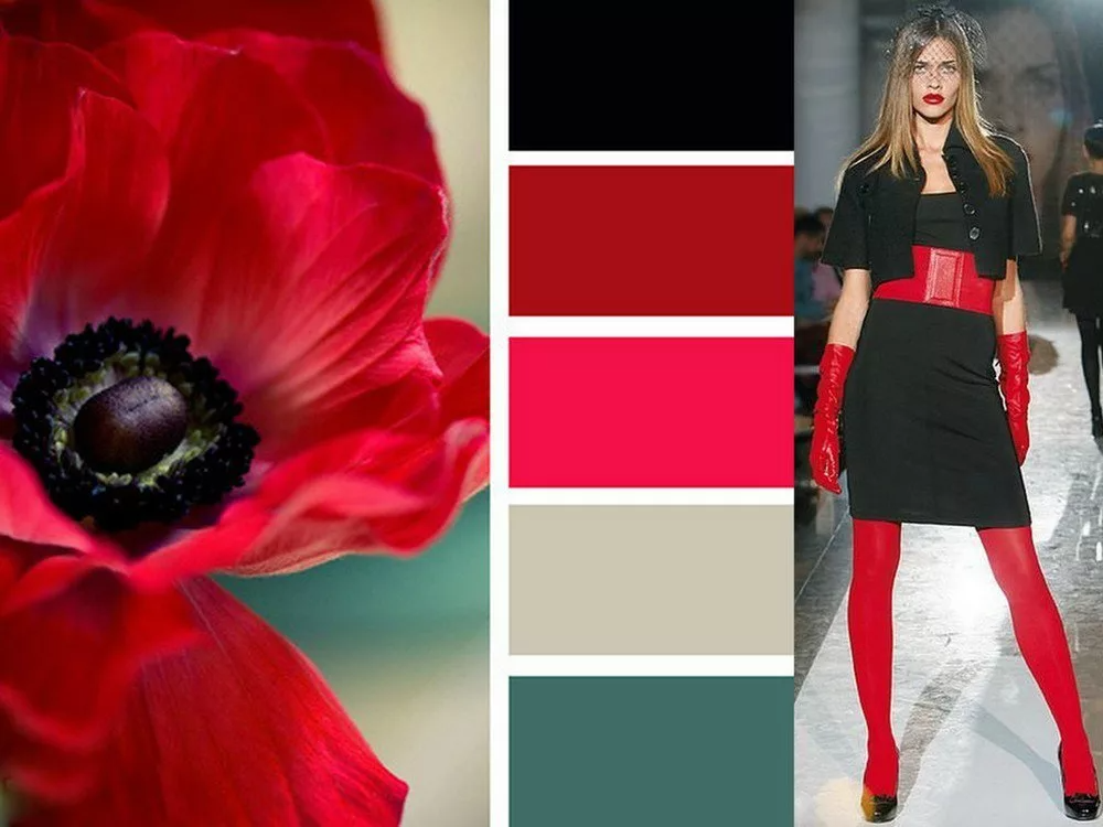 Сочетание цветов красный и серый в одежде