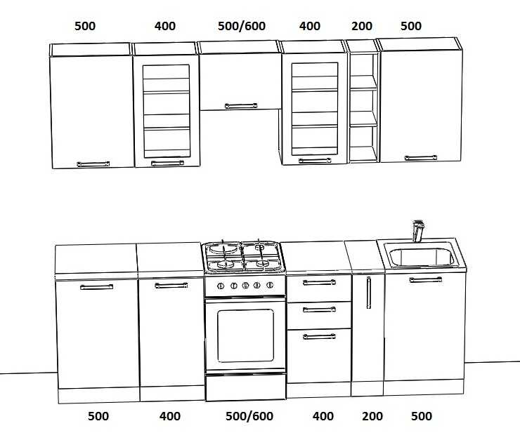 Проект кухонного гарнитура с размерами и деталировкой